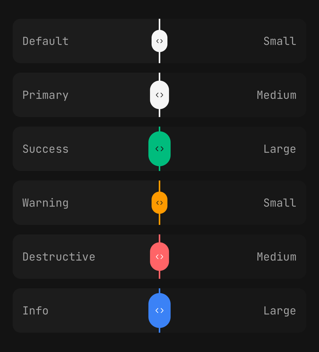 Colours and sizes