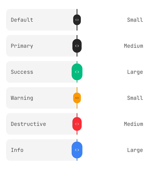 Colours and sizes