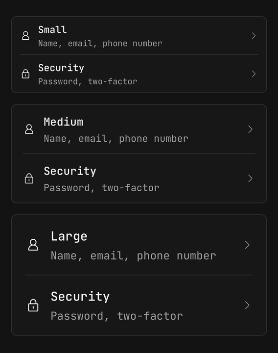 Sizes