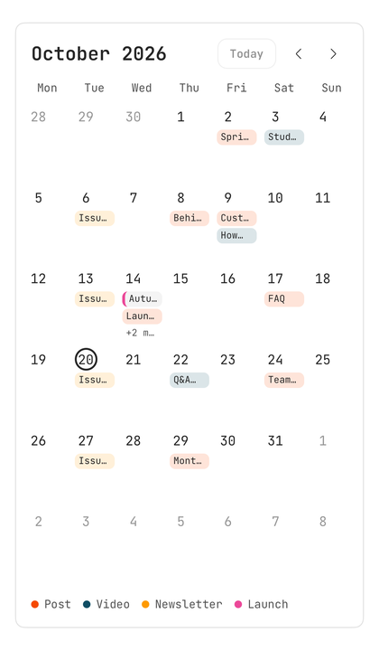 Calendar, filling its space