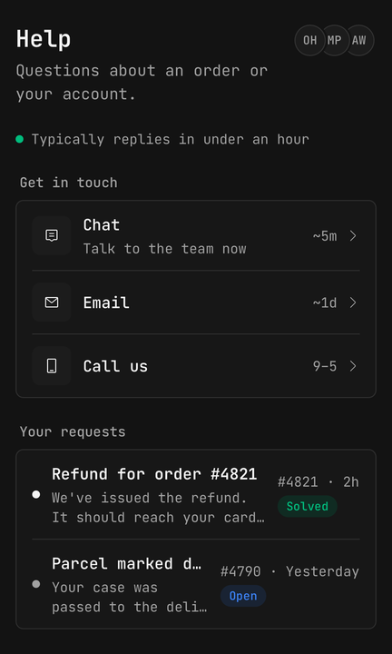A help screen