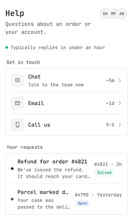 A help screen