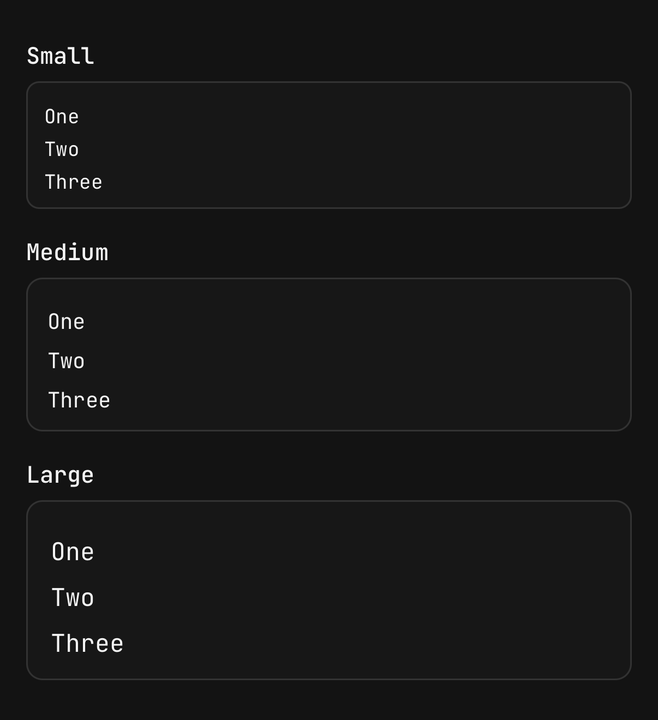 Sizes